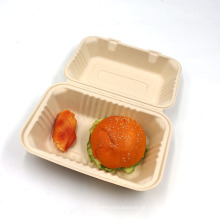 Caixa de hambúrguer descartável biodegradável com bagaço para restaurante